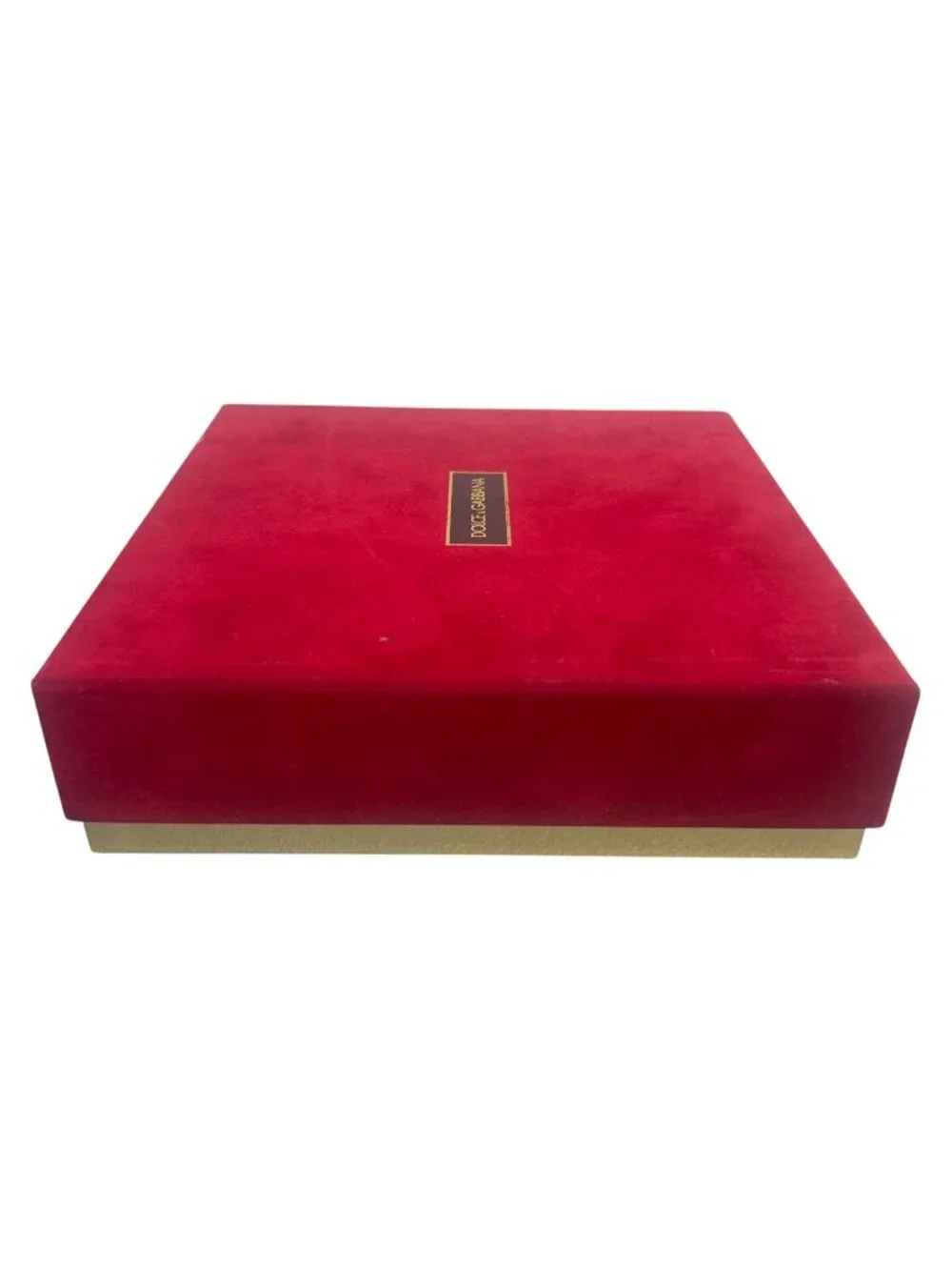 Dolce & Gabbana Red Velvet Storage Box Black Logo Gold Interior Luxury Designer